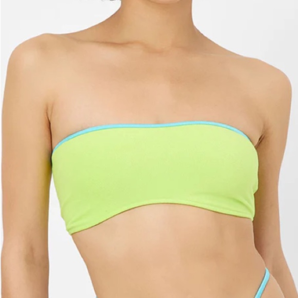 Frankie’s bikinis “Jean” Terry Bandeau Bikini Top in “Siren” Color way